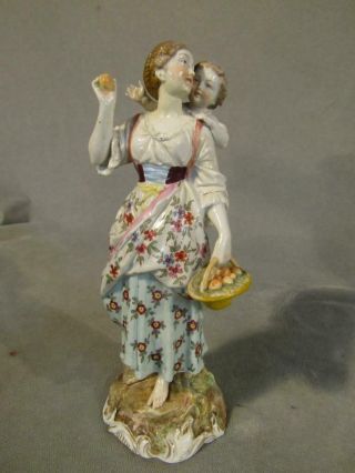 Antique German Eckert Volkstedt Porcelain 9 " Figurine - Mom & Child