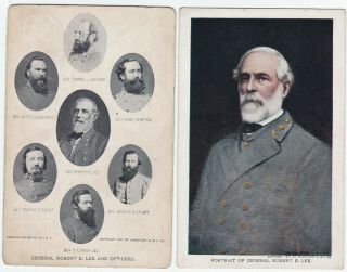 Rare Set - 2 Orig Postcards 1907 - Robert E Lee & Confederate Generals Civil War