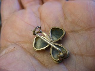 Vintage Tiny Tiger Eye Clover Shape Brooch Pin 181 5