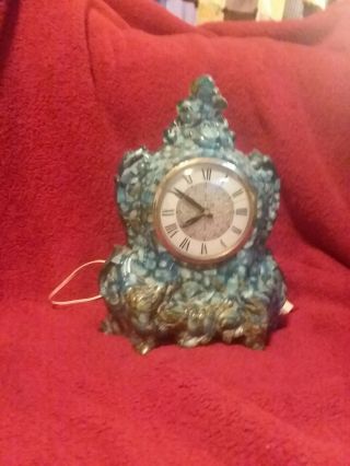 Vintage United Stone Rock Pebble Electric Clock Resin 15 " Tall