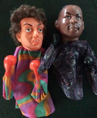 Sylvester Stallone Rocky & Apollo Puppets Toy Finger Boxing Dolls Rare & Vintage