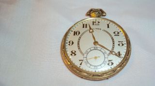 Antique Illinois Grade 410 12s 23j 6 Adjst Motor Barrel Pocket Watch Runs Repair