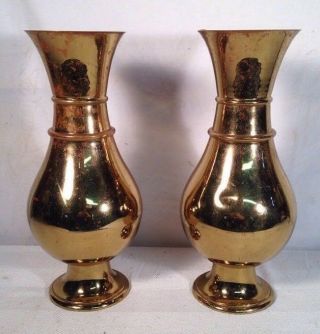 Antique Brass Vases/urns With Inserts Signed Je Caldwell & Co.