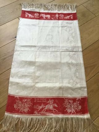Robert Burns Red Turkey Victorian Towel Scottish Flax Damask Commemorative 1896