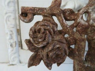 THE BEST Old French CAST METAL Cross Fragment MADONNA ROSES Chippy Rusty PATINA 3