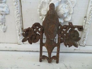 THE BEST Old French CAST METAL Cross Fragment MADONNA ROSES Chippy Rusty PATINA 8