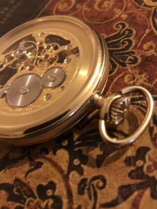 Bucherer Incabloc 17 Jewels Skeleton Open Face Marked Pocket Watch Swiss Made 6