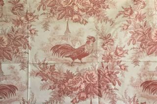 Vintage French Cotton Rooster French Old Church 32 " X 53 " - 82.  5 X 134 Cm