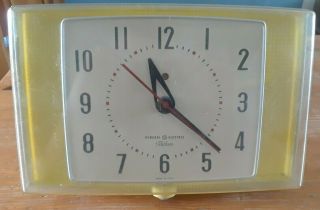 Vintage General Electric Telechron Wall Clock - Yellow - Green / White Model 2h105