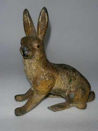 Antique Austrian Vienna Bronze Cold Painted Rabbit Hare Figure 2 - 3/4 "