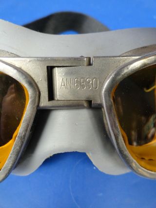 AN - 6530 FLYING GOGGLES W/AMBER LENSES - CHAS.  FISCHER 3
