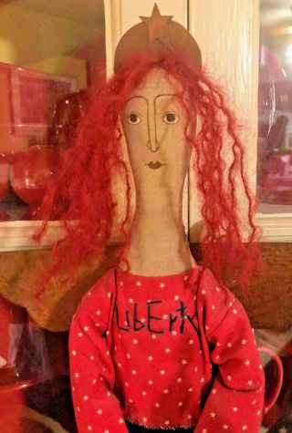 PRIMITIVE FOLK ART AMERICANA PATRIOTIC LIBERTY DOLL,  OOAK SIGNED,  JULY 4 3