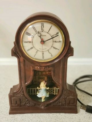 Vtg Sessions Mastercrafters Electric Swinging Girl Mantel Clock