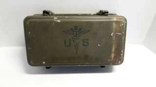 Vintage US Military First Aid Kit Metal Latched Empty Box Picker Find 8