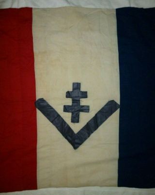RARE WW2 LARGE FRENCH LIBERATION FLAG V FOR VICTORY CROIX DE LORRAINE 1944 4