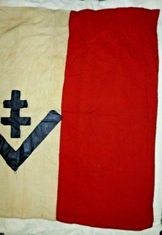 RARE WW2 LARGE FRENCH LIBERATION FLAG V FOR VICTORY CROIX DE LORRAINE 1944 5