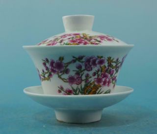 Chinese Old Porcelain Famille Rose Plum Blossom Pattern Teacup 46 B02