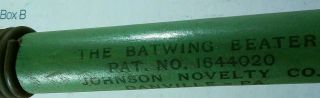Vintage Rug Beater THE BATWING BEATER PAT.  OCT.  4 1927 JOHNSON NOVELTY CO 4