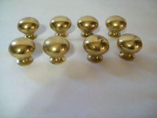 Vintage Set Of 8 Solid Brass Cabinet Knobs 1 1/4 " Diameter Almost 1/4 Lb.  Each