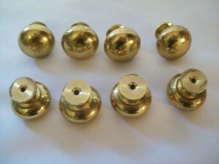 Vintage Set of 8 Solid Brass Cabinet Knobs 1 1/4 