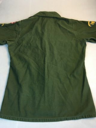 Vtg US Army Fatigue Shirt Men’s 15 1/2 x 35 Vietnam War OG 107 Sateen Patches 3