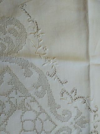 Gorgeous Vintage/Antique Italian Punchwork Embroidered Linen Pillowcase 34 x 20 