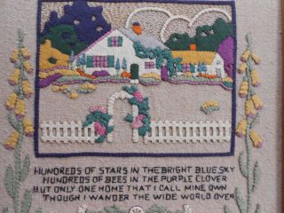 ANTIQUE 1933 SAMPLER SIGNED FRAMED ART STITCHERY,  Felt Applique Embroidery A K 2