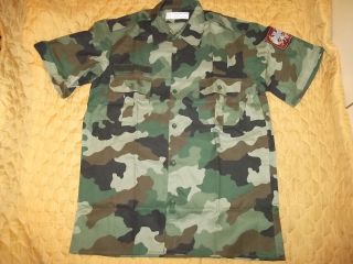 Ex Yugo Serbian Army Officer Camo Shirt Short Sleeve Camo Shirt Medium Size