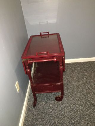 Antique Tea Cart with Glass Tray. 2