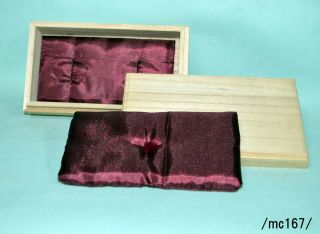 Wooden Box,  For Menuki Etc.  W Futon,  Used/mc167/