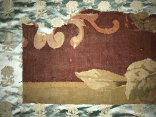 94 cm LARGE SCALE TIMEWORN 19th CENTURY FRENCH AUBUSSON TAPESTRY FRAGMENT 151 4