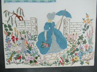 Vintage Crinoline lady in Garden embroidery & The lord God planted a Garden poem 2