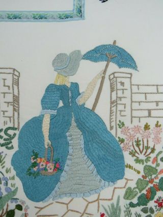Vintage Crinoline lady in Garden embroidery & The lord God planted a Garden poem 3