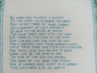 Vintage Crinoline lady in Garden embroidery & The lord God planted a Garden poem 7