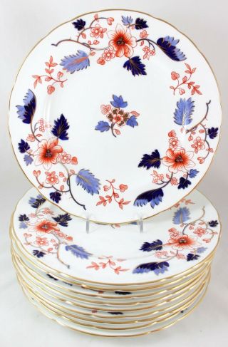 Set 6 Luncheon Plate Royal Crown Derby Bone China A569 Beaumont Cobalt Blue Gold