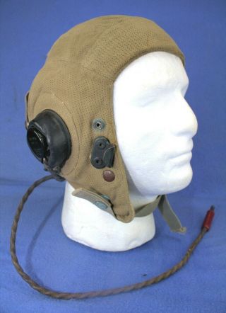 Royal Air Force Type E Summer Weight Flying Helmet W/ Anb - H - 1 Head Set Aaf