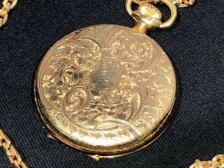 @@ GOLD PLATED ARNEX 17 JEWELS INCABLOC RACING HORSE SWISS POCKET WATCH @@ 4