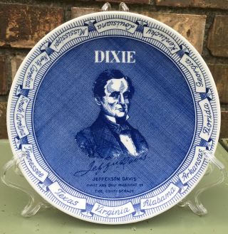 Confederate President Jefferson Davis Rare Dixie Commemorative Plate South