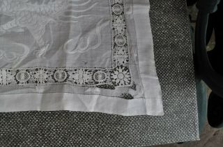 Antique Chinese Fine Linen Hand Embroidered 5 Claw Dragon Cloth - Reticella Lace 4
