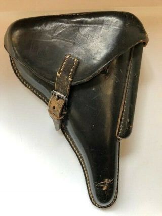 Wwii German Luger P08 Holster Dated 1941 Glg Waa161 Black Leather Ww2