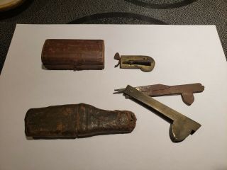 (2) Antique Civil War Era Brass Blood Bleeder Surgical Tool Instruments