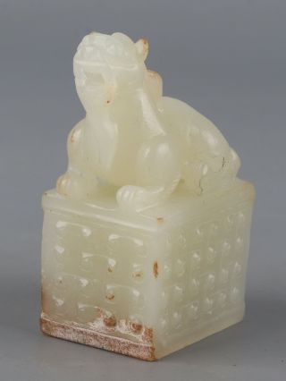 Chinese Exquisite Hand - Carved Brave Troops Carving Hetian Jade Seal