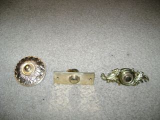 3 Vintage Brass Door Bell Buttons/ringers