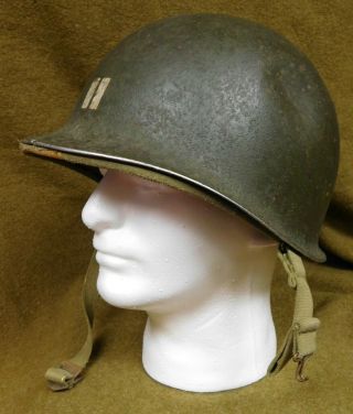 Wwii U.  S.  M1 Fixed Bale Helmet W/ Hawley Liner
