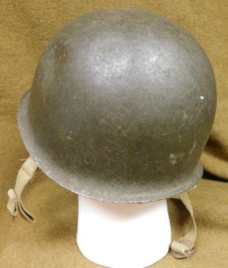 WWII U.  S.  M1 Fixed Bale Helmet w/ Hawley Liner 4