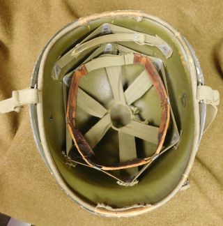 WWII U.  S.  M1 Fixed Bale Helmet w/ Hawley Liner 5