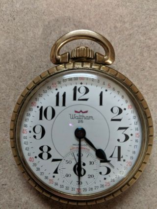 Vintage 10k Gold Plated Waltham 25 Jewels Open Face Pocket Watch Incabloc