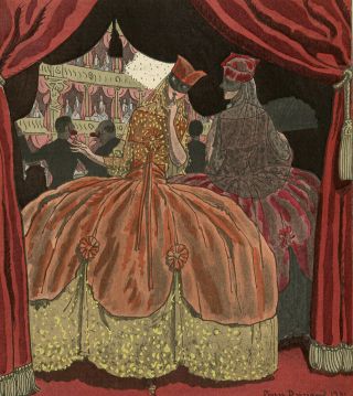 1921 Art Deco Vintage Pochoir Masquerade Ball High Fashion Gazette Du Bon Ton