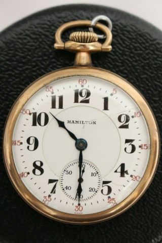 Vintage 1923 Hamilton 992 Open Face 16s 21j Double Roller Stem Set Pocket Watch