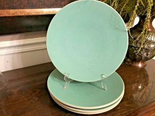4 - Vintage Mid Century Era Aqua/green Earthenware Dinner Plates
